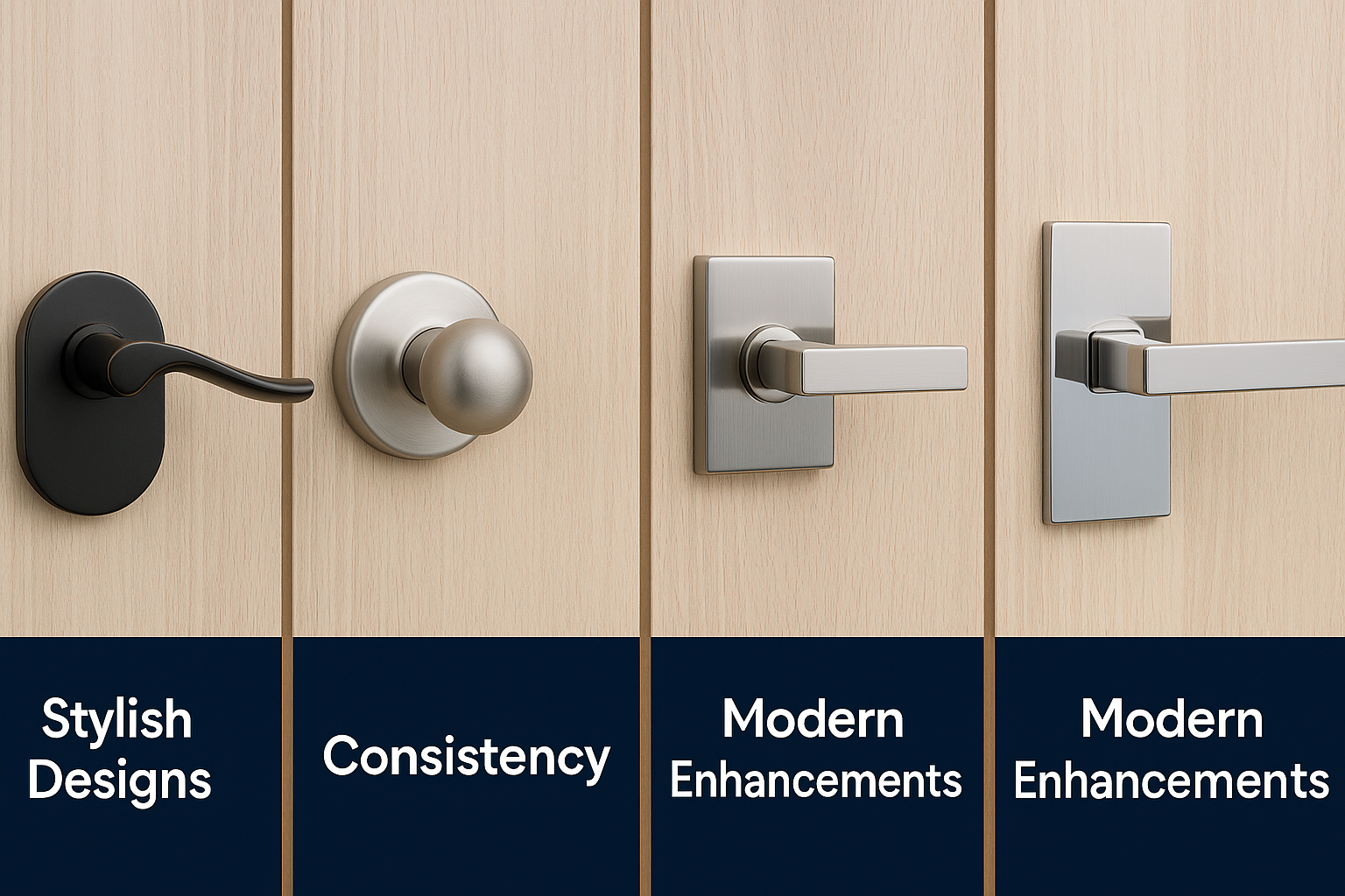 Aesthetic comparison of different door handle designs.